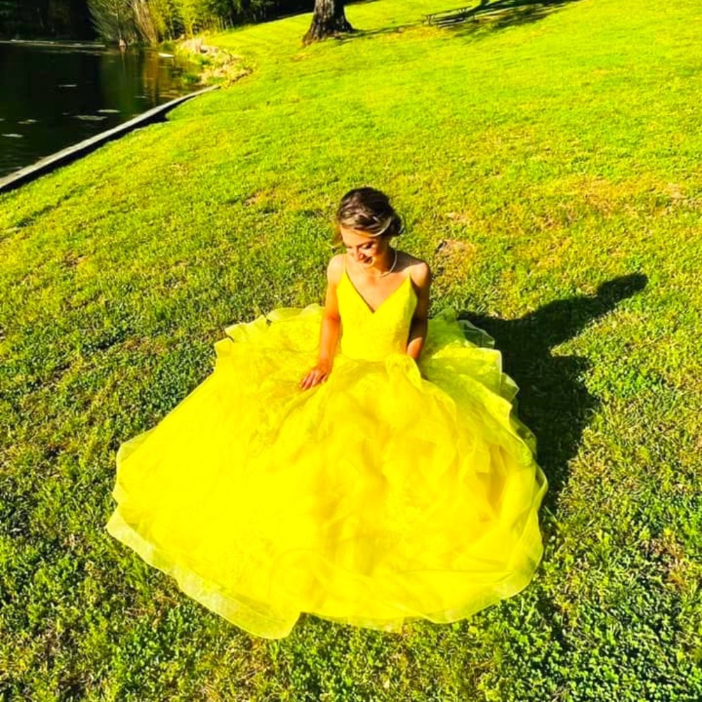 Sherry Hill One of a Kind Yellow Pageant or Prom Dress